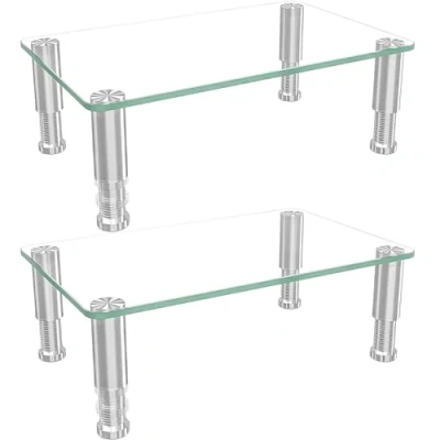 Image of 2 Pack Computer Monitor Riser with Height Adjustable Multi Media Desktop Stand for Flat Screen LCD LED TV, Laptop/Notebook/Xbox One