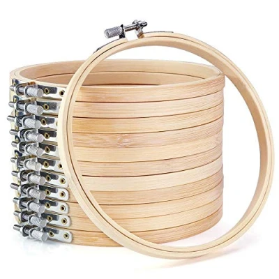 Image of 10/20 PCS 10 Inch Round Circle Cross Stitch Bamboo Wooden Embroidery Craft Hoops (20 PCS)