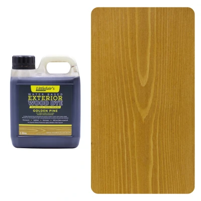 Image of Littlefair&#039;s Wood Stain Water Based 1ltr Outdoor Furniture Dye Light &amp; Dark Finishes Non Toxic Eco Friendly Formula Exterior for Crafts Colour: Golden Pine
