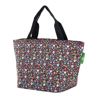 Image of ECO CHIC Lightweight Foldable Insulated Lunch Bag Water Resistant Cooler (Ditsy Black)