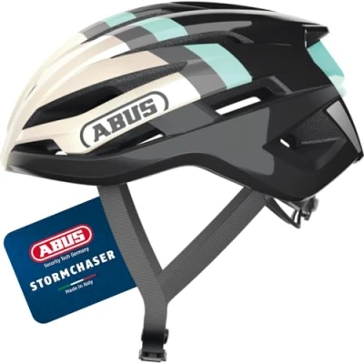 Image of ABUS StormChaser Racing Bike Helmet Lightweight and Comfortable Bicycle for Professional Cycling Women Men gold turquiois, Size L
