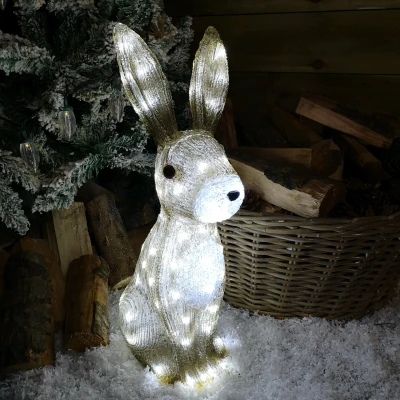 Image of Snowtime 54cm Acrylic Hare With 80 Ice White LEDs