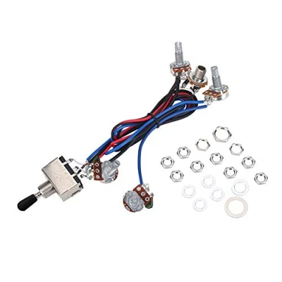 Image of Guitar Wiring Harness Kit, 3 Way Switch 2 Volume Tone 1 Jack 500K Pots for Les Paul LP