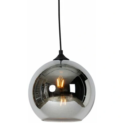 Image of Art Deco Pendant Light Black with Smoke Glass Wallace