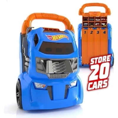 Image of Hot Wheels Car Case launcher I Stores Up to 20 cars 2 in 1 storage and that connects other setsI For Kids 3 Years &amp; (Cars not included)