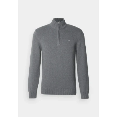 Image of GANT Casual HALF ZIP Jumper, Men&#039;s, Size: 3XL, Dark grey melange