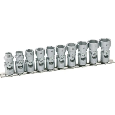 Image of HAZET 880G/10H 240 mm 6 Point Joint Socket Set Chrome Plated/Polished