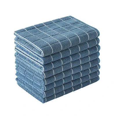 Image of Microfiber Dish Towels Soft, Super Absorbent and Lint Free Kitchen 8 Pack (Lattice Designed Blue Colors) 26 x 18 Inch