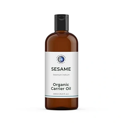 Image of Mystic Moments Organic Sesame Carrier Oil 500ml Pure &amp; Natural Perfect for Hair, Face, Nails, Aromatherapy, Massage and Dilution Vegan GMO Free