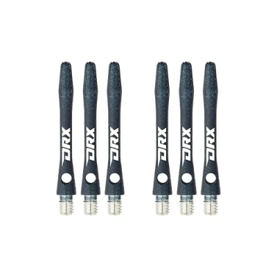 Image of RED DRAGON DRX Coated Aluminium Short Black Logo Dart Stems (Shafts) 2 sets per pack (6 in total)
