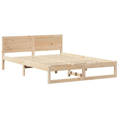 Image of vidaXL Bed Frame Natural Pine Wood 150 x 200 cm Simplistic