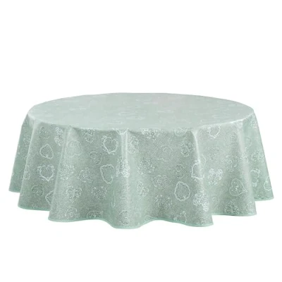 Image of Home Direct Round Oilcloth PVC Wipe Clean Tablecloth Table Cover 140cm 55&quot; Sage Green