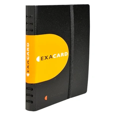 Image of Exacompta Ref 75034E Exactive Exacard Business Card Holder 20 x 14.5 cm in Size, Holds Up To 120 Cards, Sheets, Suitable for 60 90mm Cards Black