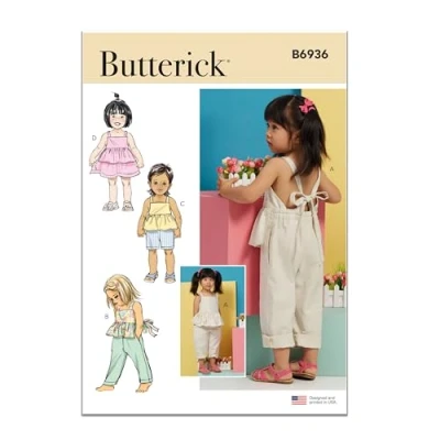 Image of Butterick B6936A Toddlers&#039; Overalls and Dress A (1/2 1 2 3 4)