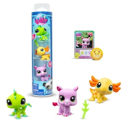 Image of Littlest Pet Shop Bandai Trio Tube Wild Vibes Each Contains 3 LPS Mini Toys 1 Accessory Collector Card And Virtual Code Collectable For Girls Boys