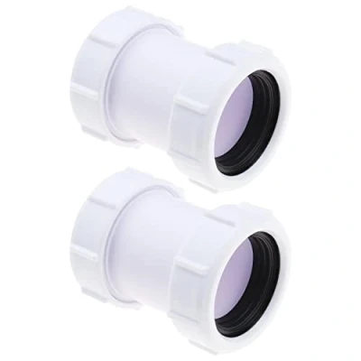 Image of EMSea 2PCS Straight Pipe Connector 40mm PP Waste 1/2 Compression Joiner Coupling for Bathtub Kitchen Sink Shower Tray Washing Machine Dishwasher Pipes