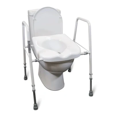 Image of Aidapt Raised Toilet Seat and Frame.Height,Width Adjustable,Non Slip Ferrules,Toilet Surround,Integral Armrests,Push Pin Adjustment,No Tools Required,Minimal Assembly,Elderly,Hip Surgery Recovery