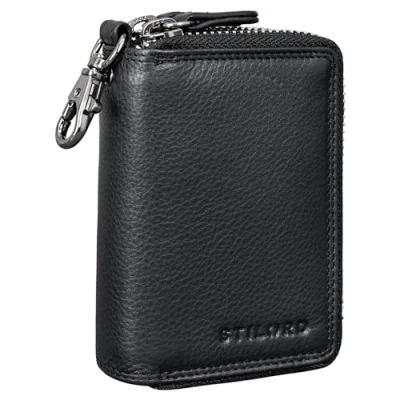 Image of STILORD &#039;Amell&#039; Leather Card Case with Key Ring 2 in 1 Mini Wallet and EC Compartment RFID Protection Genuine Leather, Colour:Black