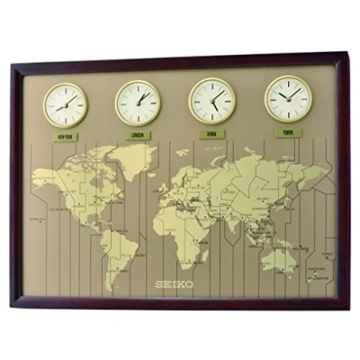 Image of Seiko Wall Clock, Wood, Brown, 44,3 x 60 5,5 cm