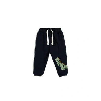 Image of Koton Babyboys Jogger Sweatpants Dinosaur Printed Brushed Interior Drawstring Sweatpants, Navy (703),