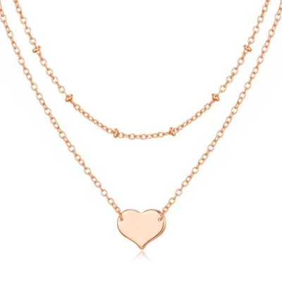 Image of Philip Jones Rose Gold Plated Double Layered Heart Necklace