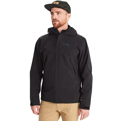Image of Marmot Men PreCip Eco Pro Jacket, Waterproof Lightweight Hooded Rain Windproof Raincoat, Breathable Windbreaker, Ideal for Running and Hiking