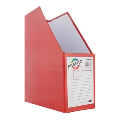 Image of Magazine File Organiser Office School Desk Newspaper Document Storage Box Stand (Ketchup Red)