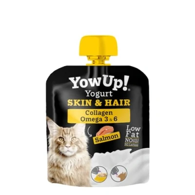 Image of Yowup! Cat Skin &amp; Hair Yogurt Pouch Fish Oil Collagen, 10 Pack, 85gm Each, Shiny Coat Formula