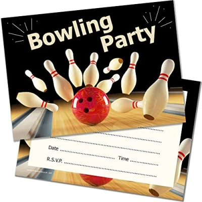 Image of Olivia Samuel 20 x Kids Bowling Party Invites from A6 Double Sided Cards with Envelopes