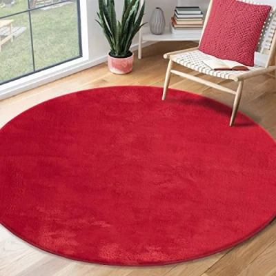 Image of the carpet Relax Rug, Modern, Fluffy, Short Pile, Non Slip Underside, Washable up to 30C, Super Soft, Fur Look, Gold, 120 x cm, Round