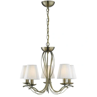 Image of Andretti 5 Light Multi Arm Ceiling Pendant Antique Brass with Shades, E14