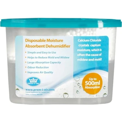 Image of Prem I Air Desiccant Moisture Absorber Controller Drying Dehumidifier Reduces Damp, Humidity &amp; Condensation in Wardrobes, Cupboards, Home, Kitchen, Bedroom, Caravan, Office, Basement 500ml Absorption