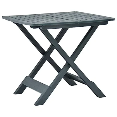 Image of vidaXL Durable Folding Garden Table Weather Resistant Green Plastic Space Saving Design No Assembly Required Elegant Slatted Tabletop