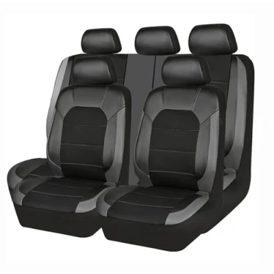 Image of ZONEWD 9 Pcs Car Seat Covers Leather for Nissan Micra K14 2017 2018 2019 2020 2021 2022 2023 2024, Front Rear Cover Full Sets Surround Waterproof Accessories,Grey