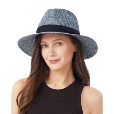 Image of Zylioo Straw Hats for Small Heads Summer Fedora Beach Sun Hat Petite Wide Brim UV Holiday
