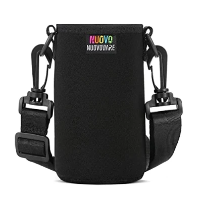 Image of Nuovoware Water Bottle Carrier, Premium Neoprene Portable Insulated Holder Bag 500ML with Adjustable Shoulder Strap Fit Stainless Steel &amp; Plastic Bottles, Small Size, Black