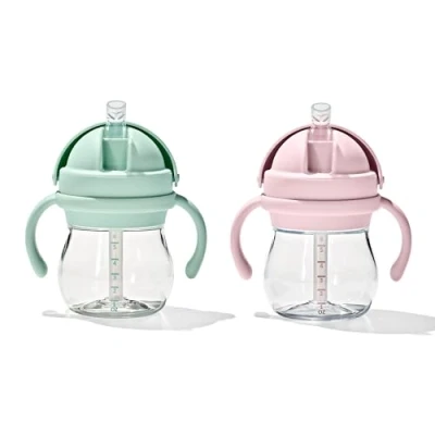 Image of OXO Tot Transitions Straw Cup with Handles 6 oz. Opal and Blossom 2 Pack