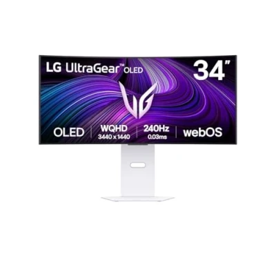 Image of LG UltraGear OLED GX9s SMART Gaming Monitor 34GX90SA W WOLED UWQHD 1440p Curved 34 Inch, 240Hz, 0.03ms, HDR 400, webOS with AI, Speakers, Wi Fi, Bluetooth, DP1.4, HDMI 2.1, USB C, White