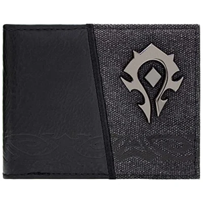 Image of World of Warcraft Horde Faction Insignia Metal Emblem Wallet Bi Fold ID &amp; Card Holder, Black