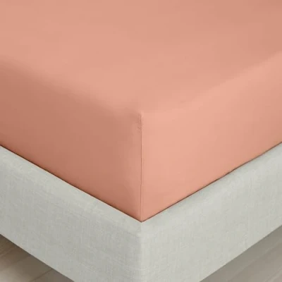 Image of Bianca 200 Thread Count Cotton Percale Extra Deep King Fitted Sheet Clay