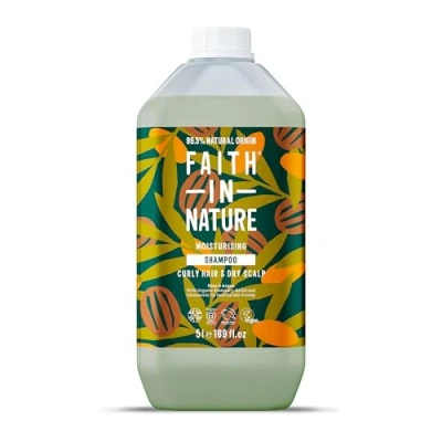 Image of Faith In Nature Natural Shea &amp; Argan Shampoo, Moisturising for Curly Hair Dry Scalp, Vegan Cruelty Free, No SLS, Silicones or Parabens, 5L Refill Pack