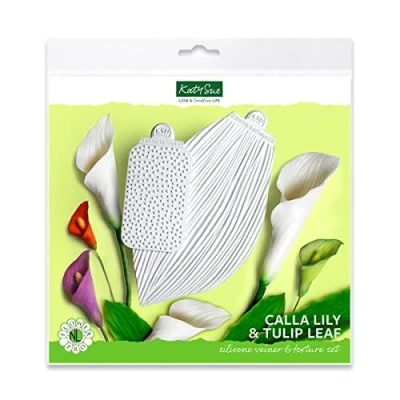 Image of Flower Pro Calla Lily &amp; Tulip Leaf Silicone Mould Veiner Set for Cake Decorating Clay Crafts by Katy Sue Moulds Moulds. Use with Fondant Air Dry Clay.
