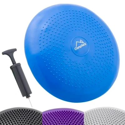 Image of CampTeck U6765 Air Stability Wobble Cushion Inflatable Balance Board with Improved Hand Pump for Core Training, Agility, Gym Workouts, Yoga, Comfortable Sitting etc Blue, 32cm