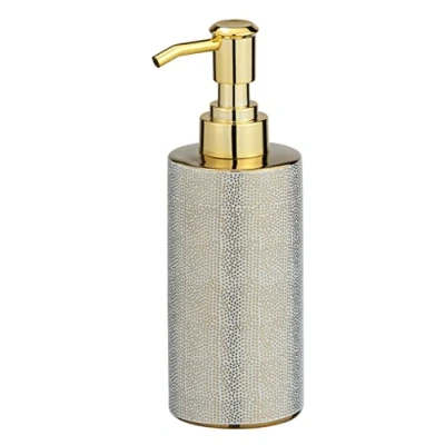 Image of WENKO Nuria Gold/White Liquid Soap Dispenser 0.3 L, Ceramic, 7 x 18 6 cm