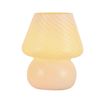 Image of Lindby table lamp Andriana, yellow/white, glass, Ø 15 cm