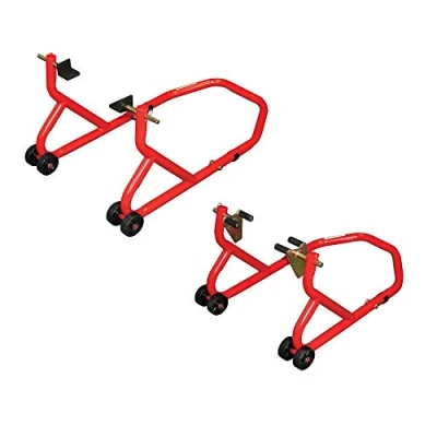Image of BIKE IT BikeTek Front Rear Paddock Stand Set Series 3 Red