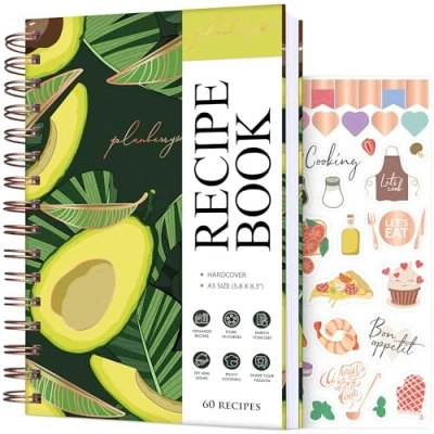 Image of PLANBERRY Recipe Book Blank Hardcover Cookbook to Write in Your Own Recipes Empty Cook Journal Fill Family Notebook 60 Recipes, 14x21cm (Avocado Green)
