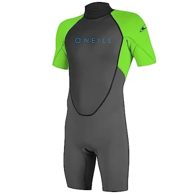 Image of O&#039;Neill Wetsuits Mens Reactor II 2mm Back Zip Spring Wetsuit Graphite Dayglow XS