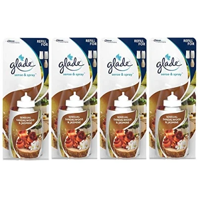 Image of 4 x Glade Sense and Spray Refill 18ml Sensual Sandalwood &amp; Jasmine