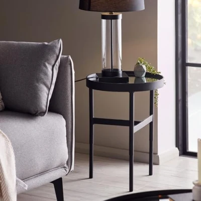 Image of Julian Bowen Franki Mirror Glass Lamp Table